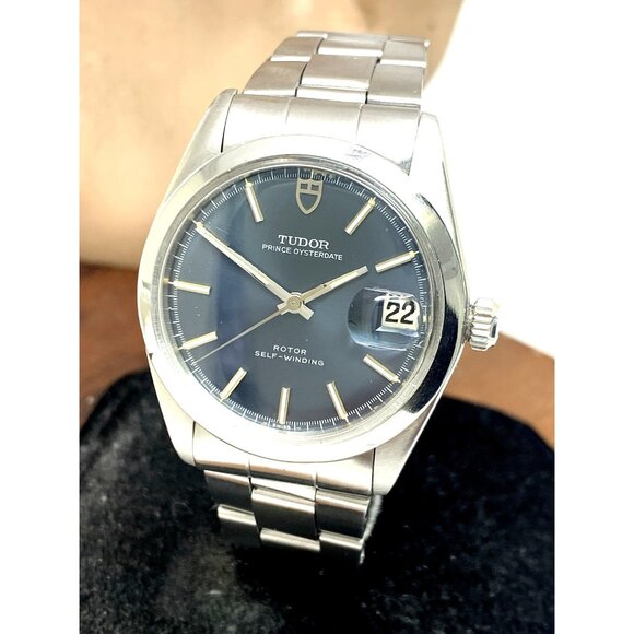 Tudor Mens Watch 9050/0 Vintage Prince Oysterdate Swiss Automatic Blue Dial 34mm - Picture 1 of 15